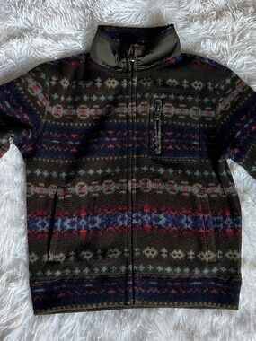 Polo Ralph Lauren Boys Size 6 Khaki Green Nordic Fair isle Fleece Jacket